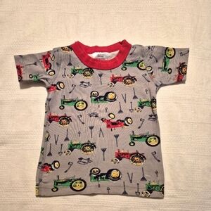 Hanna Andersson boys size 80 or 18-24 months gray tractor pajama top VGUC